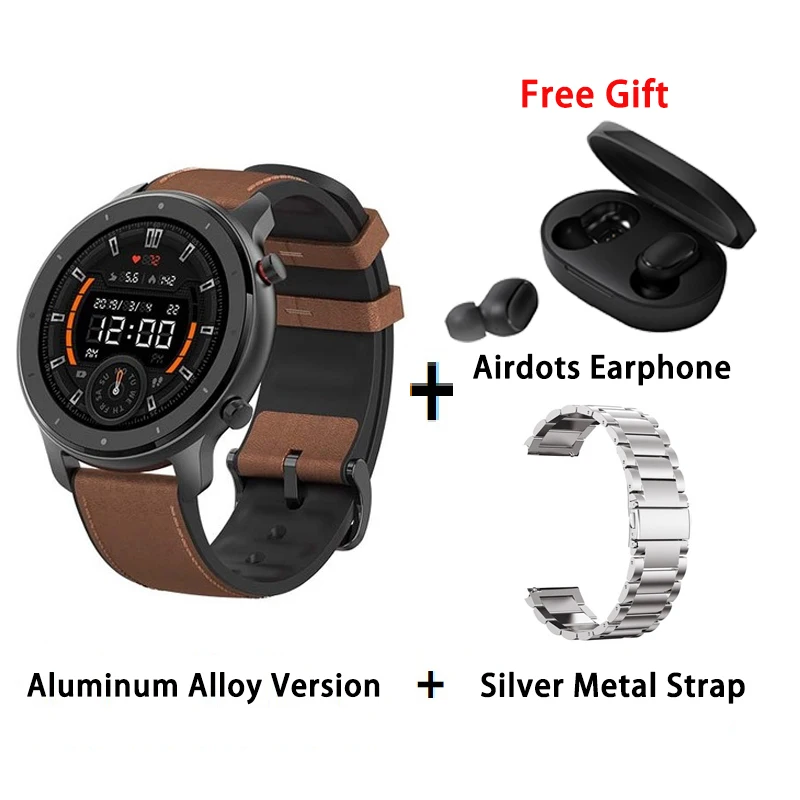 Глобальная версия Amazfit GTR 47 мм Смарт-часы Huami 5ATM водонепроницаемые Смарт-часы 24 дня батарея gps управление музыкой для Android IOS - Цвет: S add silver metal