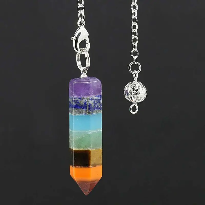 7 Чакры лечебный цвета радуги сердце кристалл давая Divination подвеска-маятник