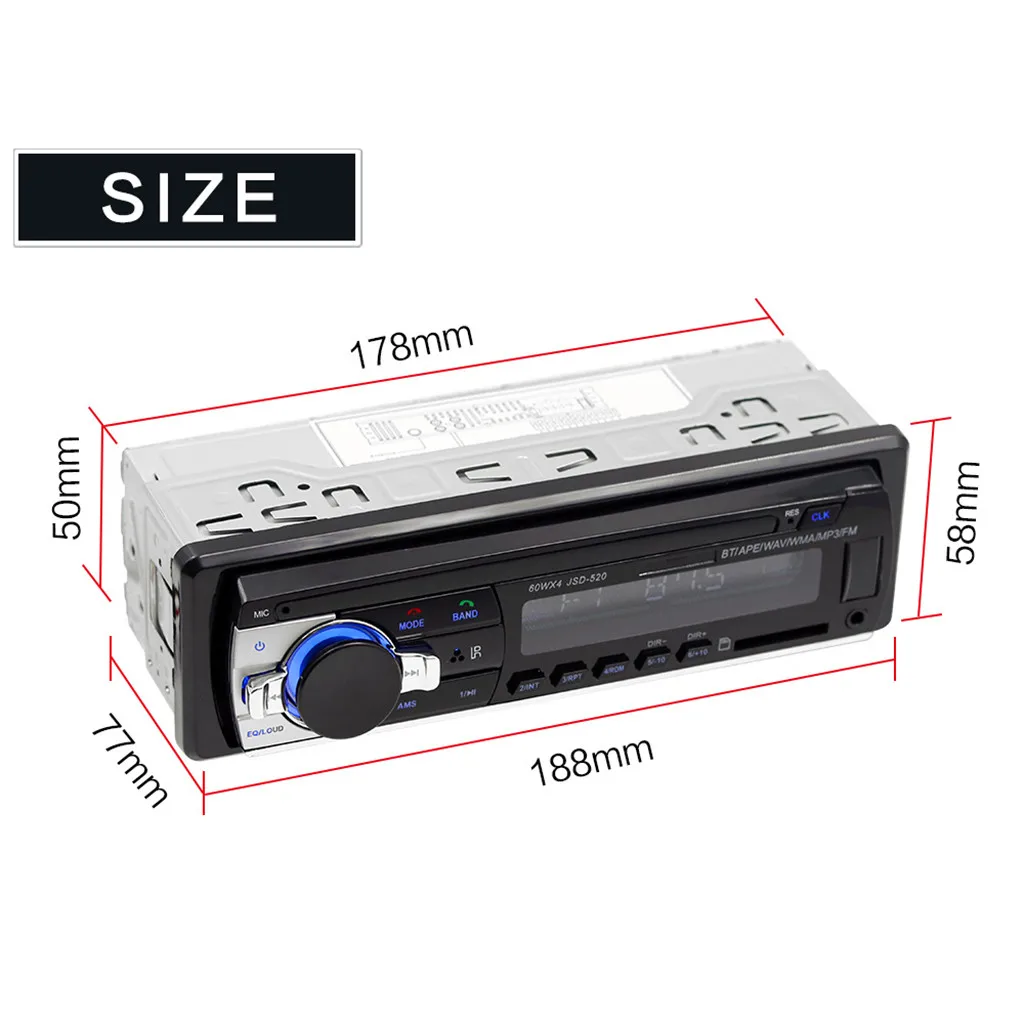 JSD-520 Автомобильный MP3-плеер радио U диск SD Карта BT музыкальный телефон Замена CD/DVD Автомобильный mp3 Поддержка поломки и ID3 Play#823g20