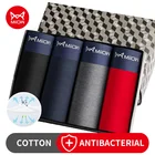 MiioW, 4 шт., Сексуальные мужские трусы-боксеры, нижнее белье, мужские трусы из органического хлопка, плавки, мужские трусики, антибактериальные, L-3XL