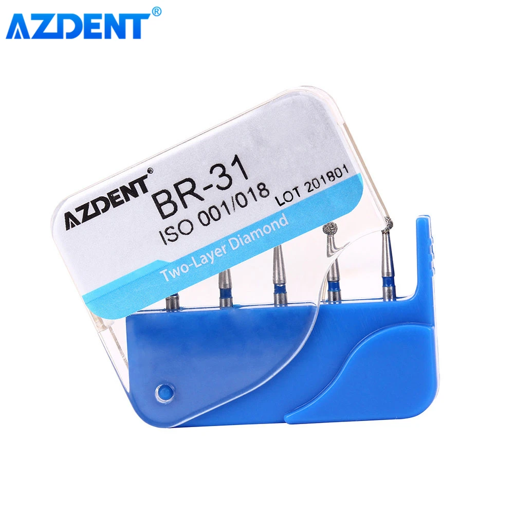 AZDENT Dental Diamond Bur BR-31/SF-41/BR-40 двухслойный алмаз для высокоскоростного наконечника FG 5