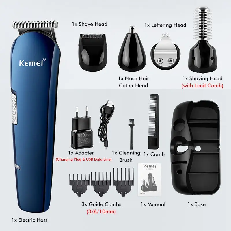 

11 in 1 Multifunction Hair Clipper USB Quickly Charge Shaver Men's Nose Hair Trimmer Wireless Electric Hair Clipper With Base