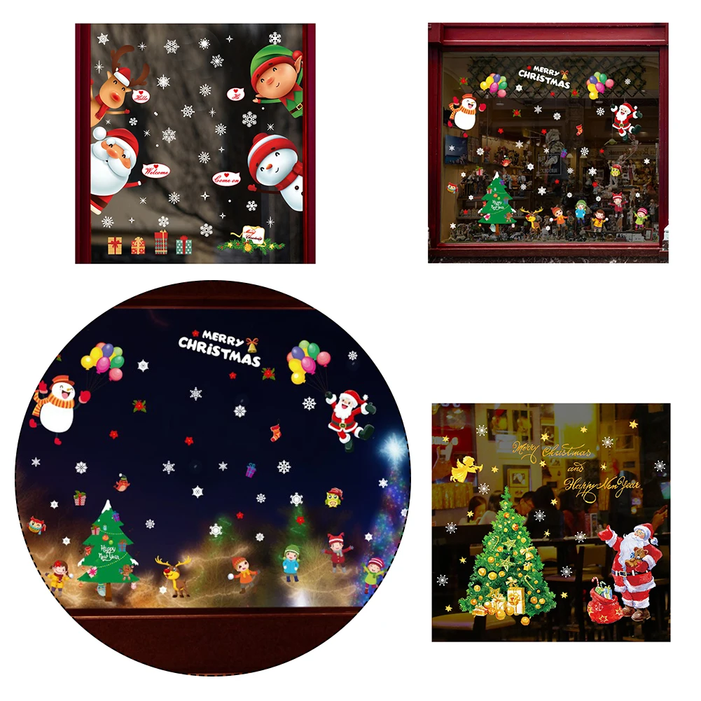 Наклейки на стену рождественские украшения подарки Санта-Клаус дерево