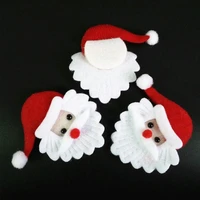 100pcs christmas santa claus head ornament fabric christmas ornaments accessory for candy gift box supply felt santa