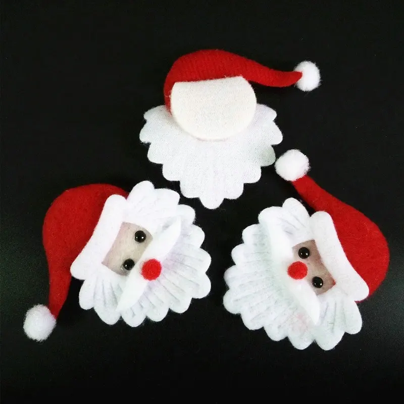 100pcs Christmas Santa Claus head Ornament fabric christmas Ornaments accessory for candy gift box supply felt santa | Украшения и