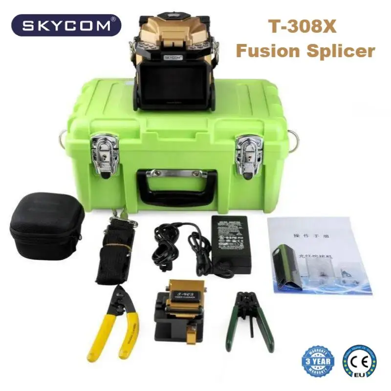 

Free Shipping Original Skycom T-308X ARC Fusion Splicer FTTx Core Alignment 8 Seconds Splicing Optic Fiber Splicing Machine