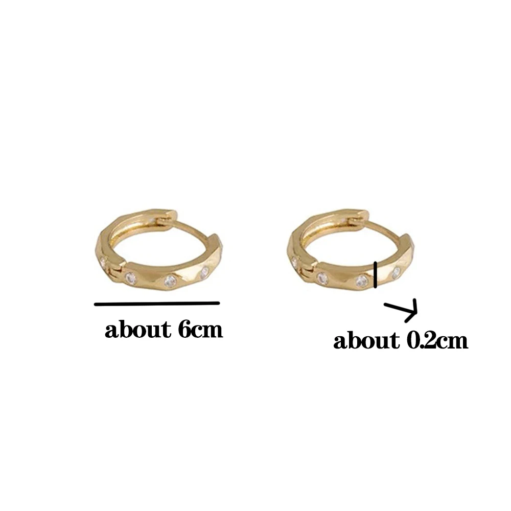 

Simple Gold Color Single Row Zircon Crystal Hoop Earrings For Women Round Circle Ear Fashion Jewelry