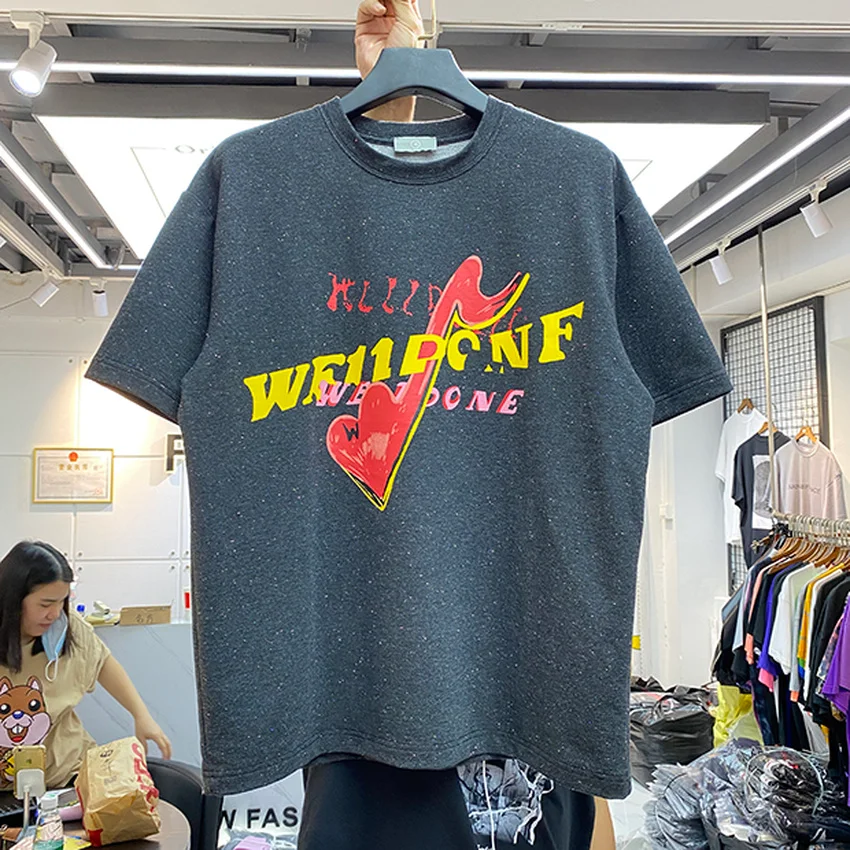 

Heavy Fabric Spotted Starry Love NotesWE11DONE T Shirt Men Women T-shirt Welldone Tops Tee harajuku oversized t shirt