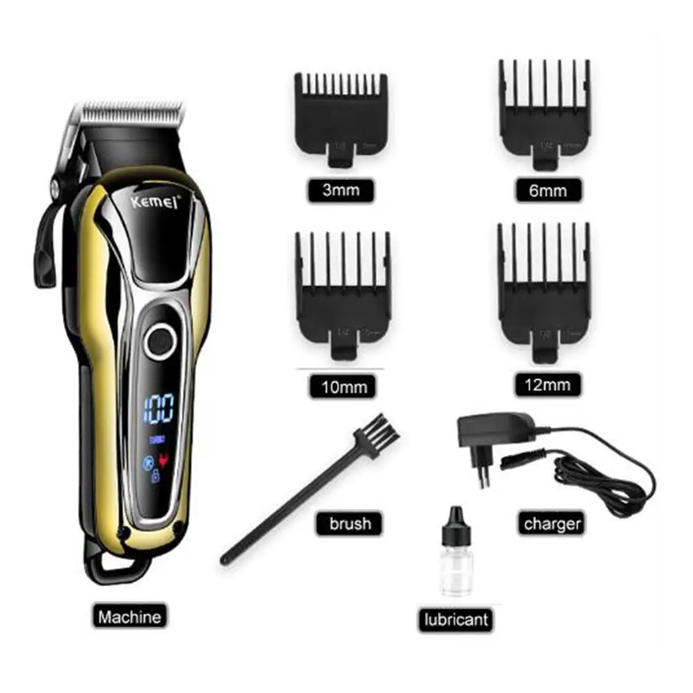 Мужская перезаряжаемая электрическая машинка для стрижки волос от Kemei триммер с