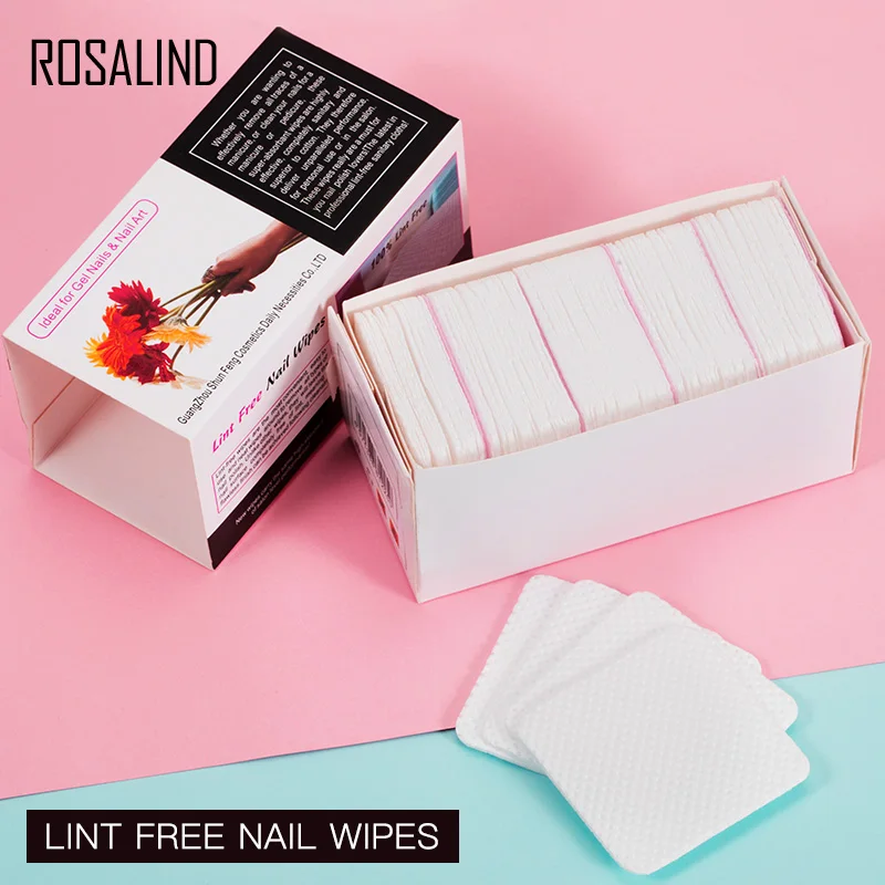 ROSALIND Lint-Free Nail Wipes Napkins Art Remover For Gel Polish Remove Pure Cotton Nails Pads Paper 250Pcs/Lot | Красота и здоровье