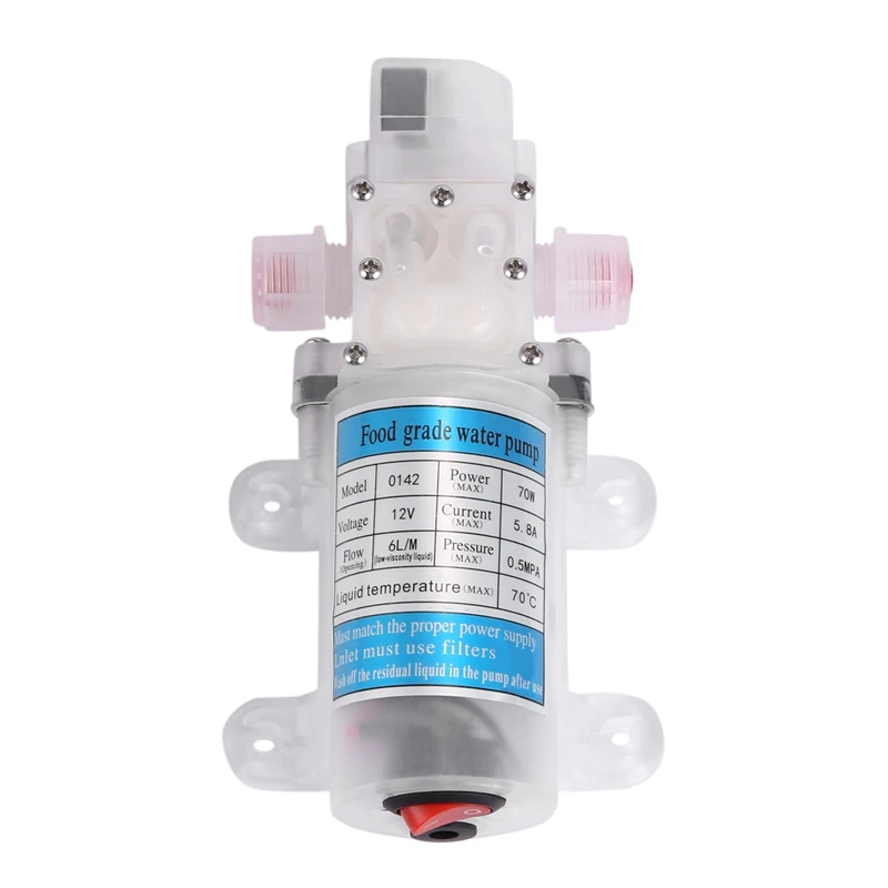 

Dc 12V 70W Food Grade Self-Priming Diaphragm Water Pump with Switch Diaphragm Water Pump 6L/Min Self-Priming Booster Pump