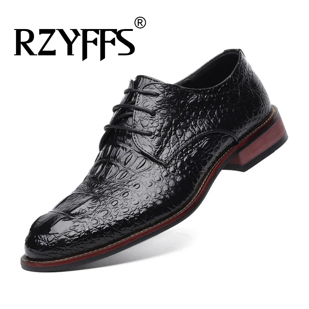 

High Quality Men Crocodile pattern Shoes Fashion Men Formal Shoes Pointed Business Shoes Oxfords Leather shoes A53-94
