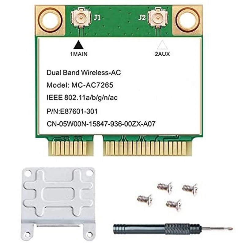 

Semi-Mini Pci-E Wifi Card Dual-Band Bt4.2 MC-AC7265 PCIE Gigabit Lan 2.4Ghz 300Mbps 5Ghz 867Mbps for Windows 7 8 10