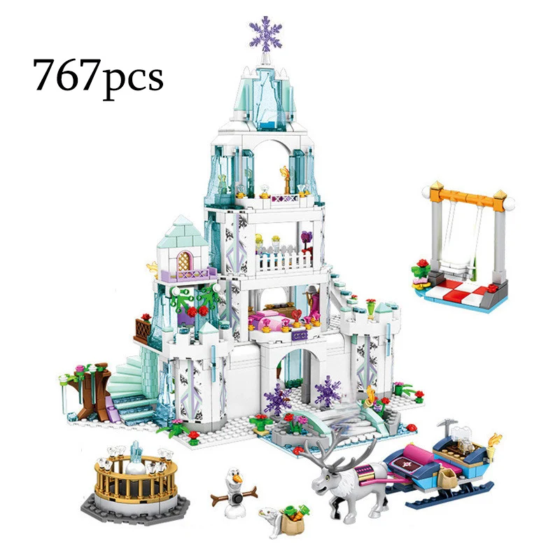 2023 Frozen Snow World Series The Elsa`s Magical Ice Castle Set girls Building Blocks Bricks Toys Girl friend compatible 41148
