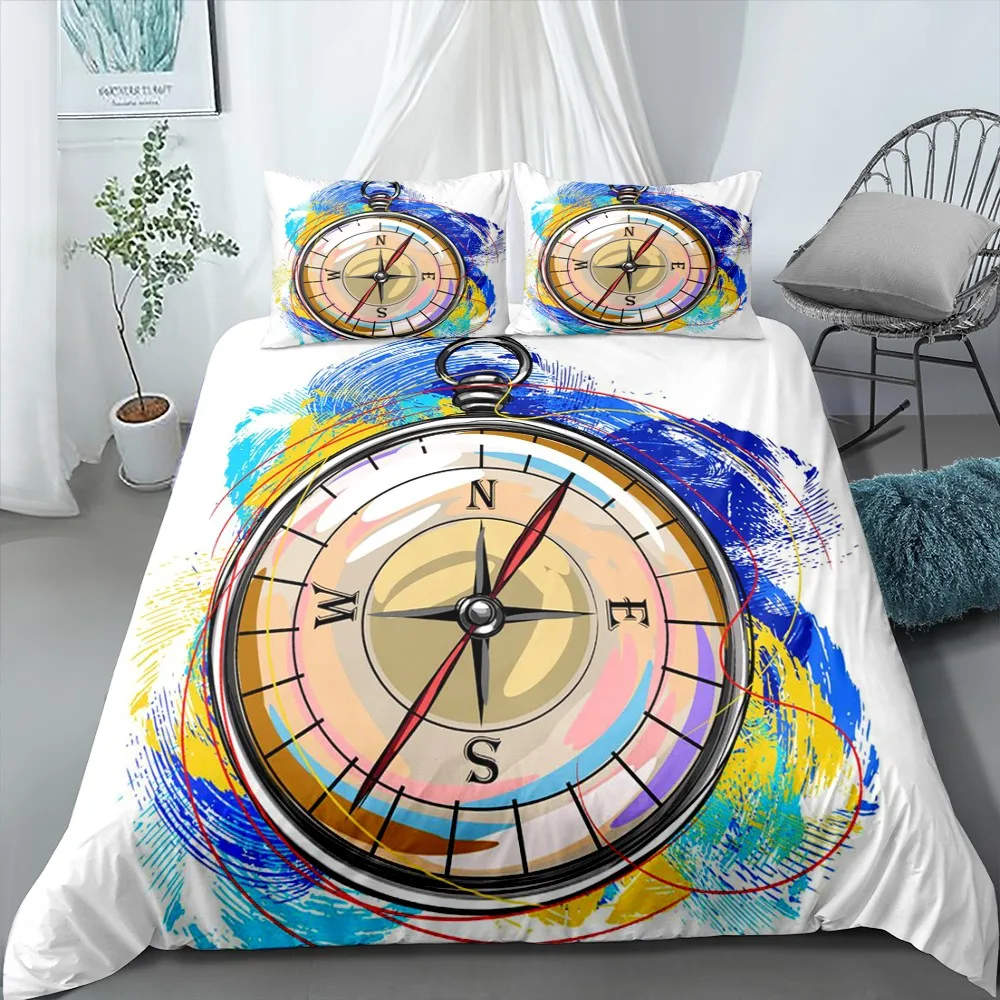 Комплект постельного белья с компасом направления N/W/E/S 2/3 шт. пододеяльник