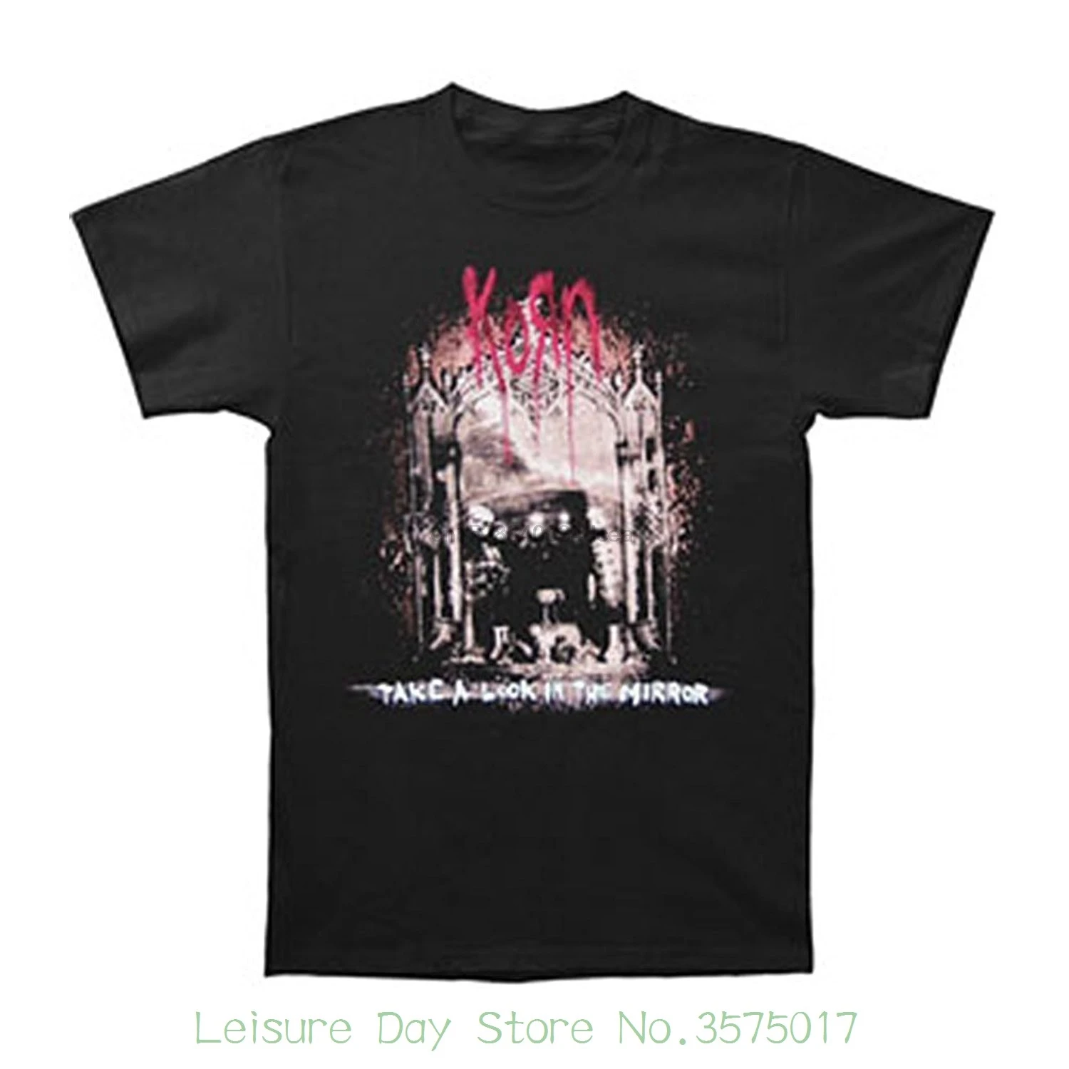 

New Mens Spring Summer Dress Short Sleeve Casual Korn Men Mirror Image T-shirt Black