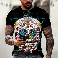 3d printing horror pirate skull mens t shirts skeleton pattern summer fashion street trend personality wild oversized tops 6xl