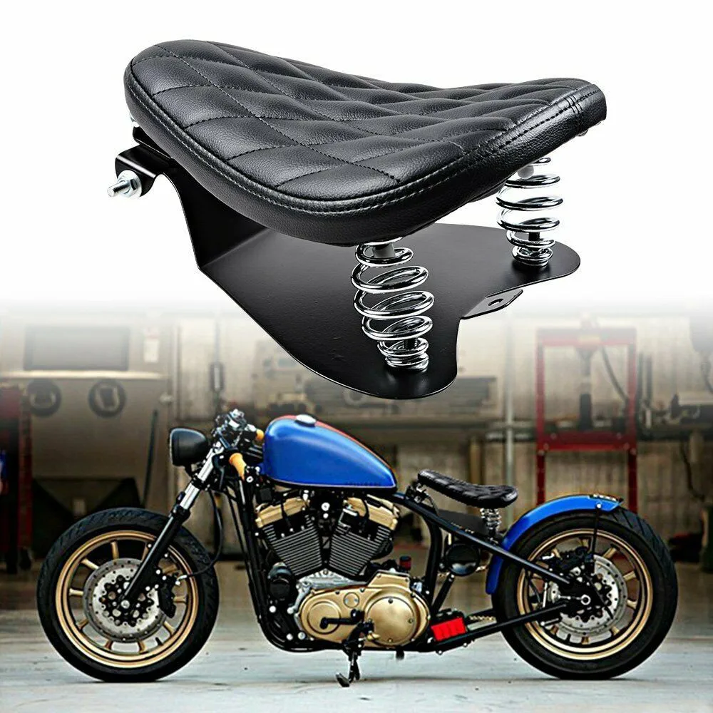 1 SET Motorcycle Retro  Leather Solo Seat+3
