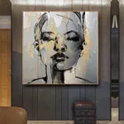 Абстрактная Картина на холсте с изображением Золотой девушки, модная женская Настенная картина для декора гостиной