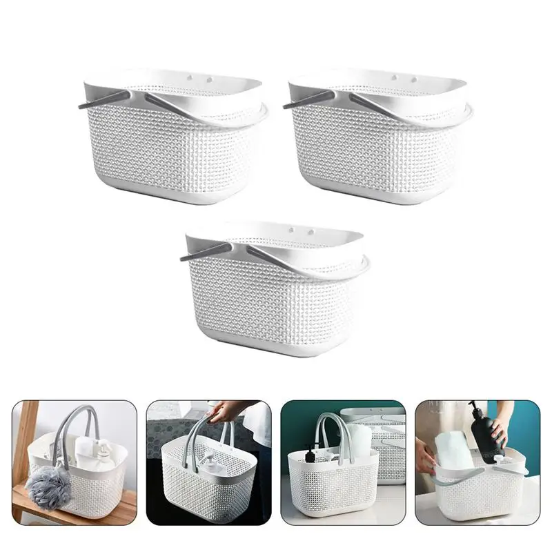 

3pcs Bathroom Sundry Hand Baskets Plastic Storage Boxes Dirty Clothes Baskets