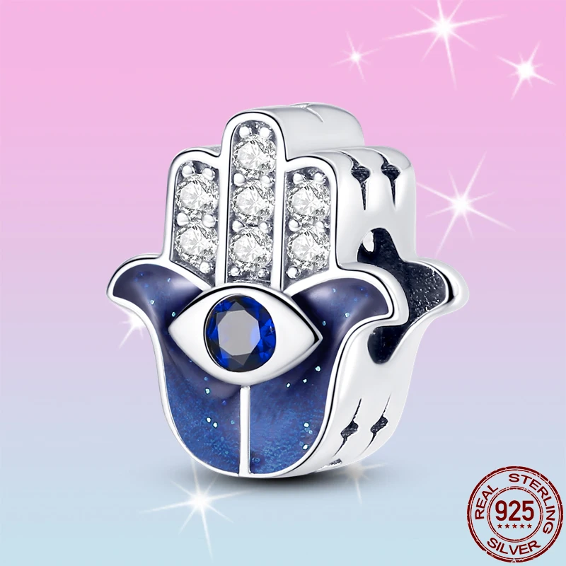 

HOT SALE 100% Sterling Silver 925 Demon's Eye Palm Charms Beads Fit Original Pandora Bracelet For Women Jewelry Gift
