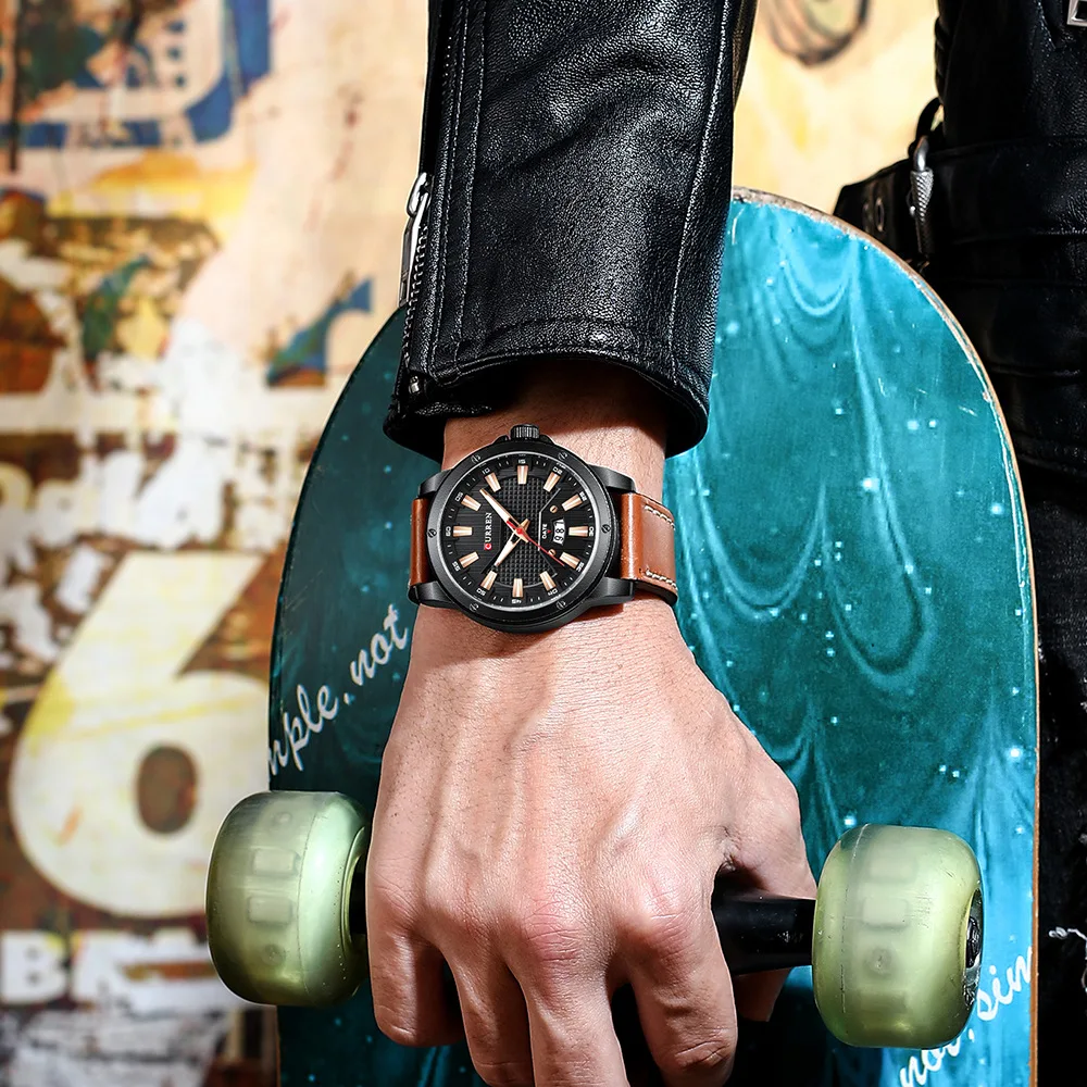 

CURREN Men Luxury Watch Quartz Auto Date Casual Business Leather Strap Watches