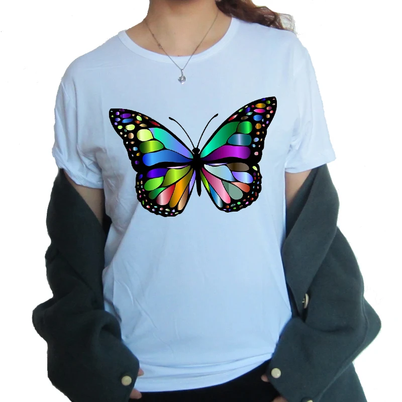 

Butterfly Tree Print Women T-shirt Summer Casual 90s Harajuku Funny Tshirt Female Soft Short Sleeve Tops