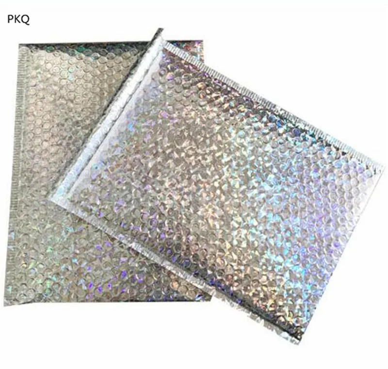 25x30 см Лазерная Серебряная почтовая сумка конверт водонепроницаемые курьерские