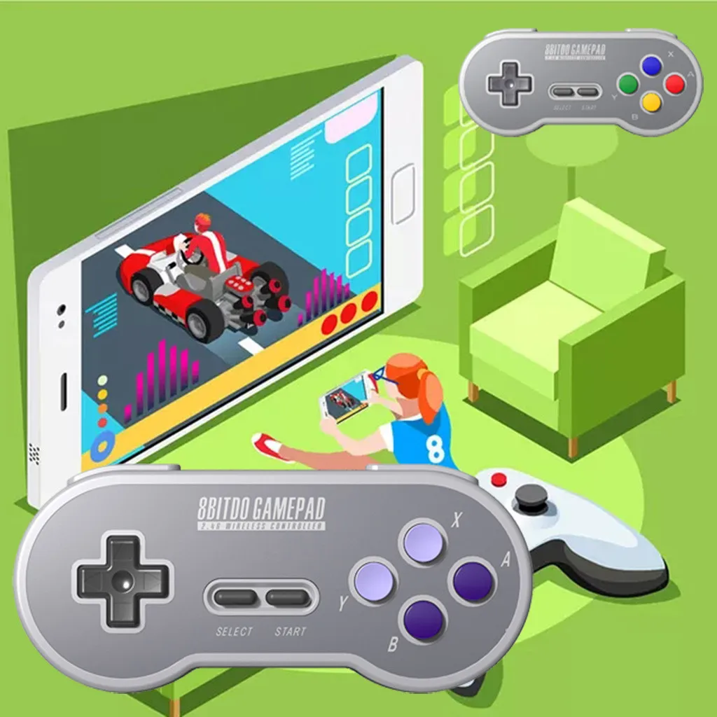 SN30 2,4G беспроводной геймпад с ретро беспроводным приемником для SNES для Windows Mac Os Android 2 цвета