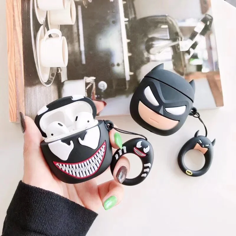 Чехол Бэтмен для AirPods, зарядная коробка, силикагель, защитный чехол, Черная пантера, Железный человек, чехол