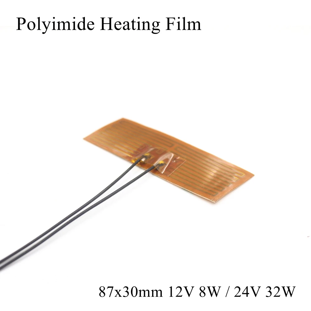 

87x30 мм 12 В 8 Вт PI нагревательная пленка, Полиимид, панель с электрическим подогревом, коврик, электротерма, гибкая клейкая фольга, Масляный на...