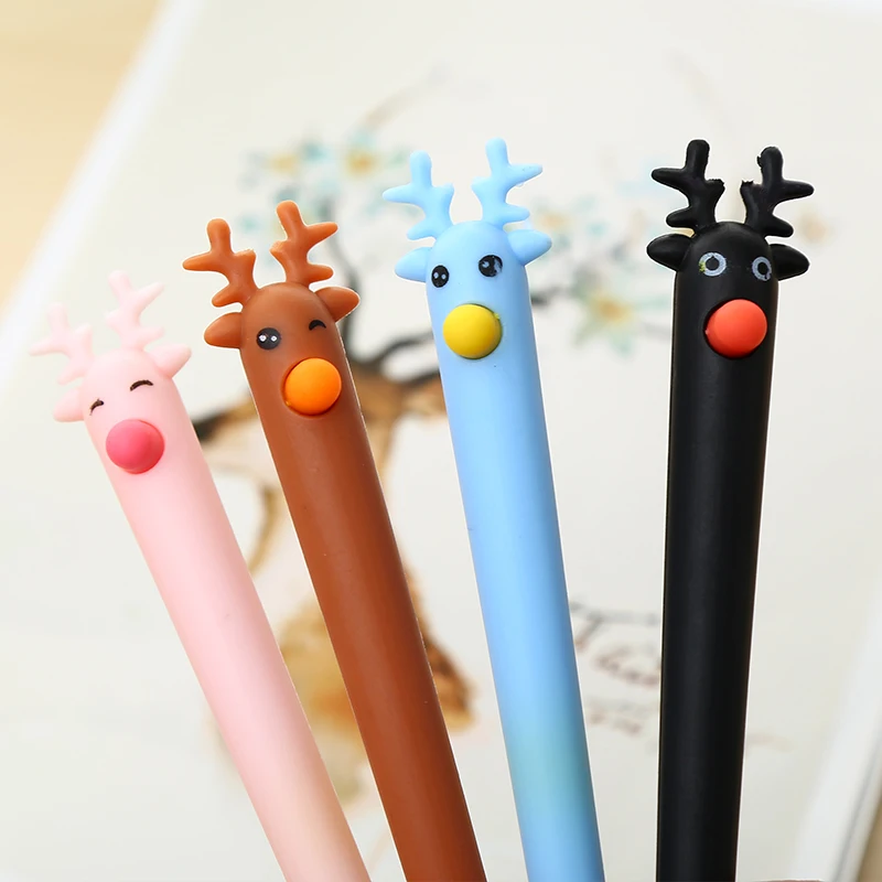 12 шт./компл. Рождественский олень гелевая ручка с изображением забавных милых