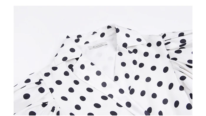 AEL Puff Sleeve Polka Dot Print Chiffon Dress Elegant Lace Up V Neck Women's Clothing With Belt Party Dress Summer