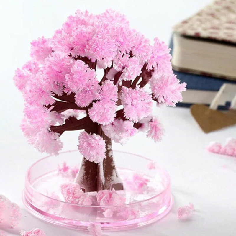 DIY Magic Growing Tree Paper Sakura Crystal Trees Desktop Cherry Blossom Toys Paper Tree Gift Novelty Toy Exploring Science