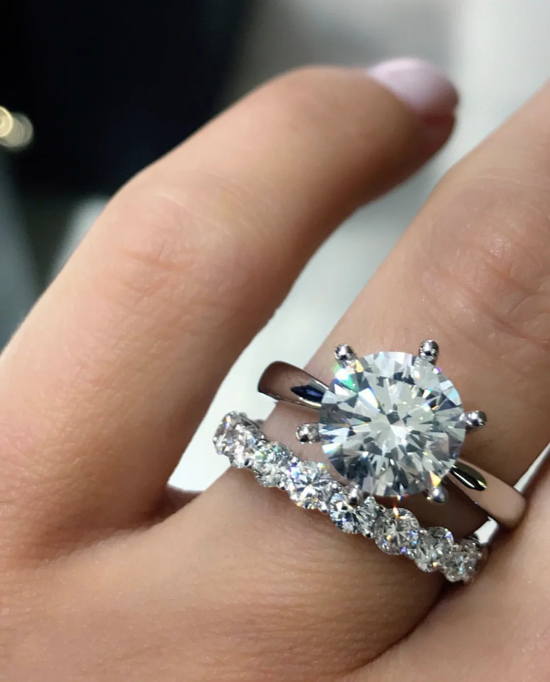 

classic 925 Sterling Silver Six claws 2ct Round cut Diamond ring set Emerald Wedding Engagement Cocktail Rings for women Jewelry