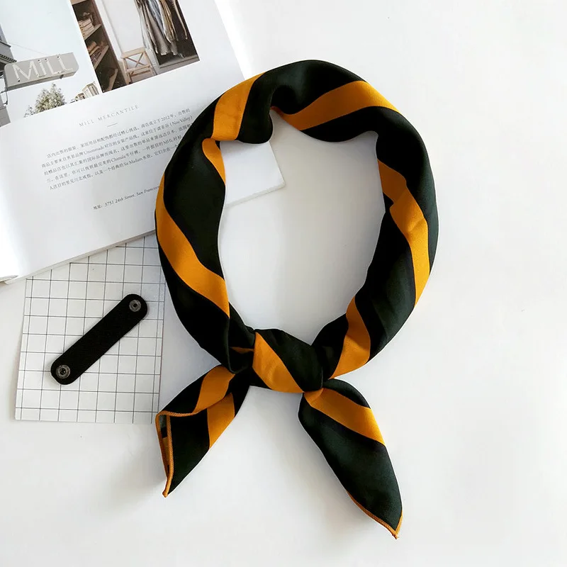 Шелковый платок искусственного шелка Hot Sale 70*70 см, маленький квадрат, элегантный женский фуляр, оберточная платочка, бандана FJ036