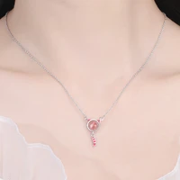 small cat pink pendant necklaces romantic strawberry crystal epoxy minimal animal design female chokers necklaces accessory