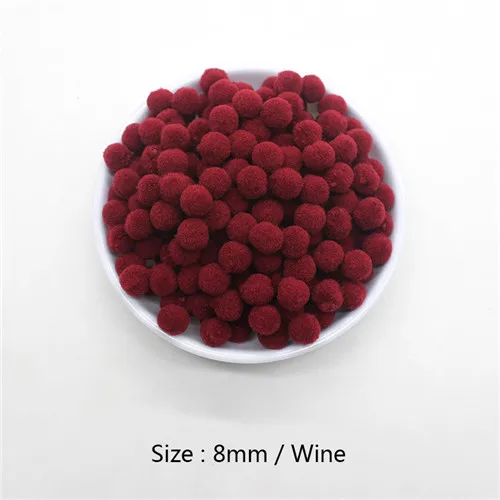 C 27 wine red 2000 шт, 8 мм, много вариантов, помпоны, мягкие помпоны, меховые шарики, сделай сам, для дома, сада, свадьбы, украшения, цветы, венки, одежда - Цвет: C 27 wine red