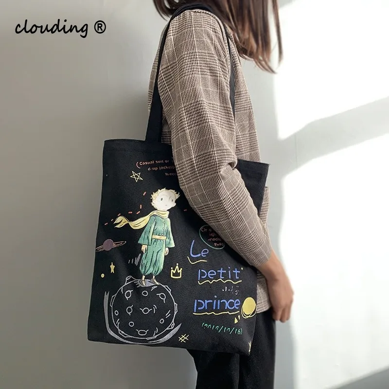 

Women's Canvas Tote Bags Korean Students Shoulder Cotton Cloth Shopping Bag Eco Foldable Shopper Bag Female Handbag for Girls