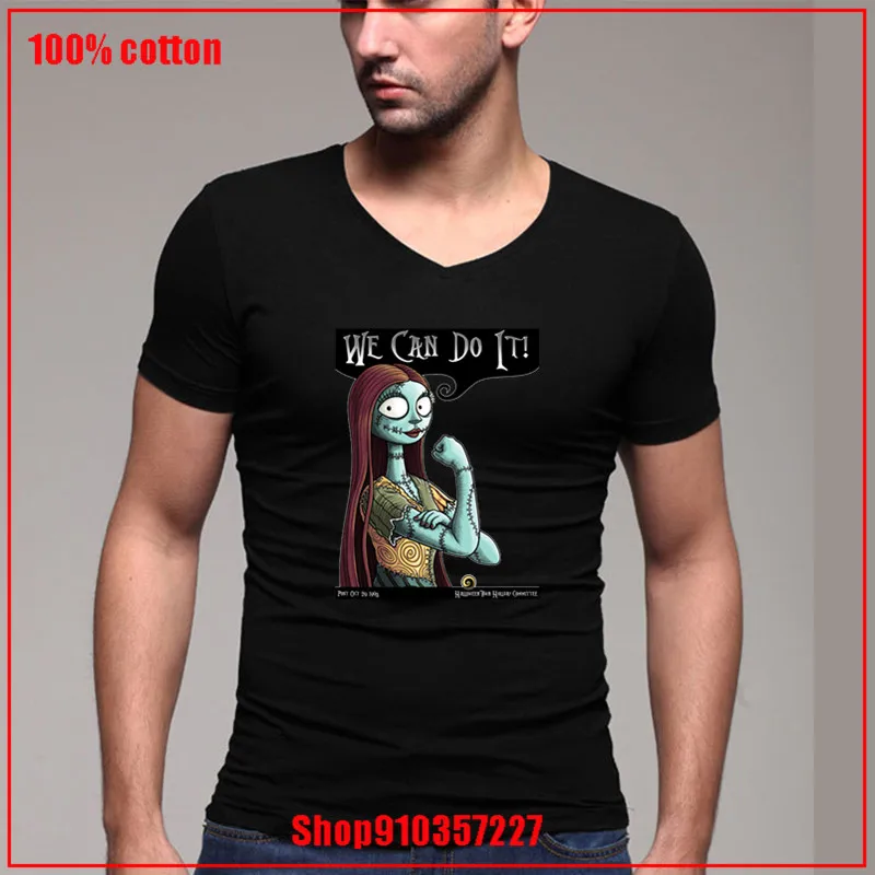 Коллекция 2020 года футболка с V образным вырезом из хлопка принтом Салли может