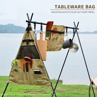 camping picnic tableware storage bag outdoor portable tableware hanging holder bag oxford fabric outdoor tools camping equipment
