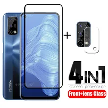 4-in-1 For OPPO Realme 7 5G Glass For Realme 7 5G Tempered Glass Full Cover Glue HD Screen Protector For Realme 7 5G Lens Glass