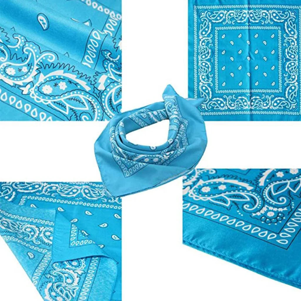 

12 Pack Cotton 22 Inches Paisley Cowboy Bandana and Elastic Band Rope women Accessories Headdress Rubber band