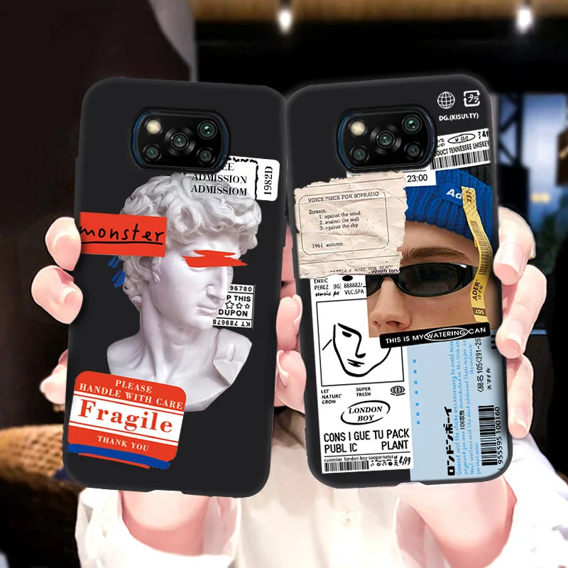 fashion label phone case for xiaomi poco x3 pro case funda on xiaomi pocox3 nfc f3 m3 m4 f2 pro pocophone f1 cover silicon shell free global shipping