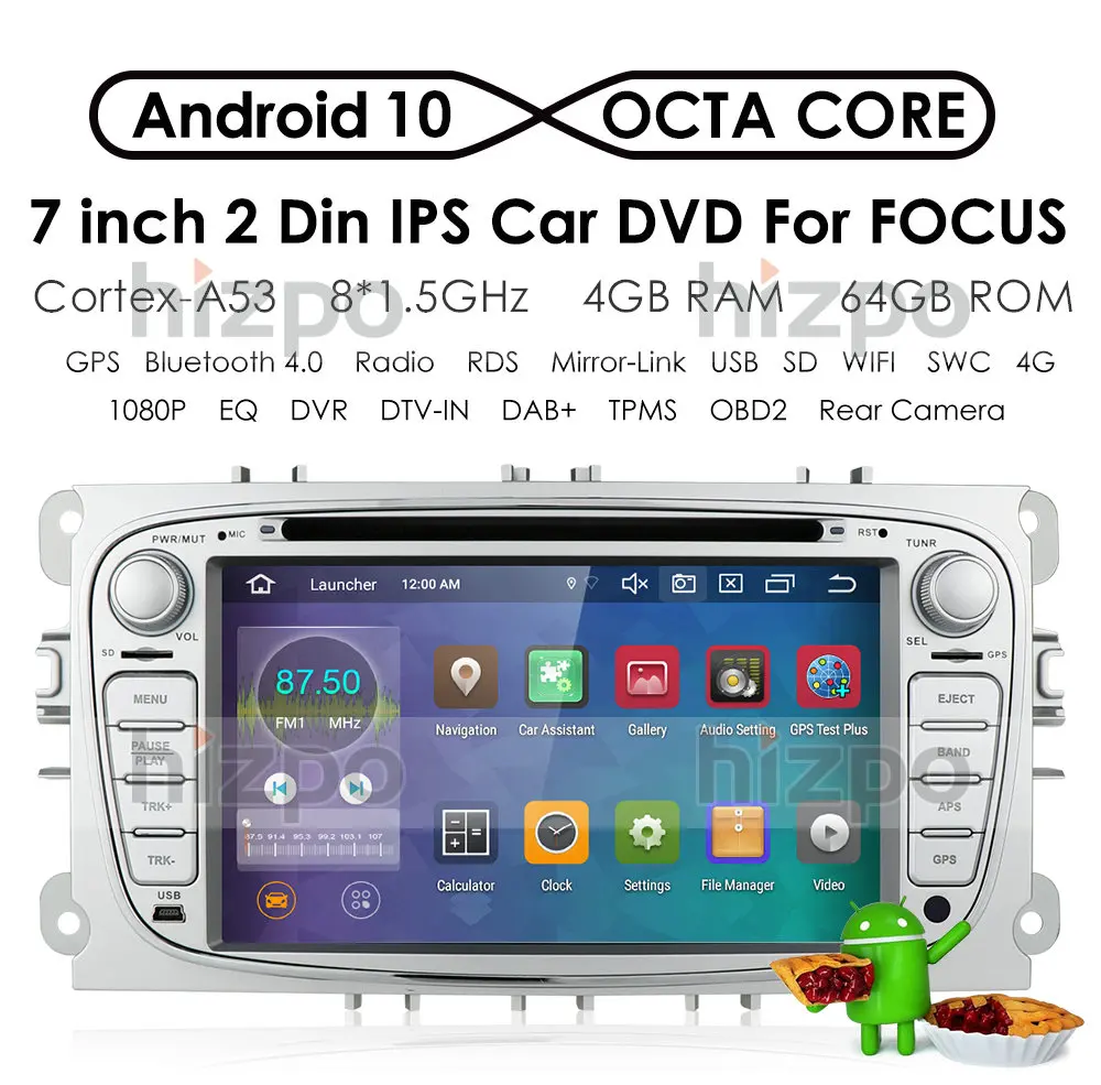 melhor 4g + 64g Ips Android 10 Carro Dvd Para Ford Focus S-MAX C-MAX Mondeo Galaxy Kuga Reprodutor MultimÃdia Gps Estéreo Auto Rádio Octa Núcleo