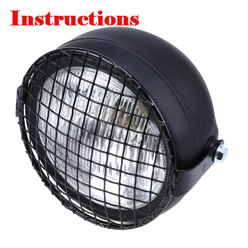 

Round Black Motorcycle Headlights Modified Fence Grille Guard Headlight Grille Motocross Lights For Harley Honda Suzuki Yamaha