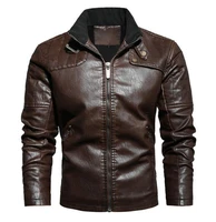 motorcycle jacket pu leather men vintage retro moto jacket motorcycle clothing coats slim winter windproof faux leather jacket