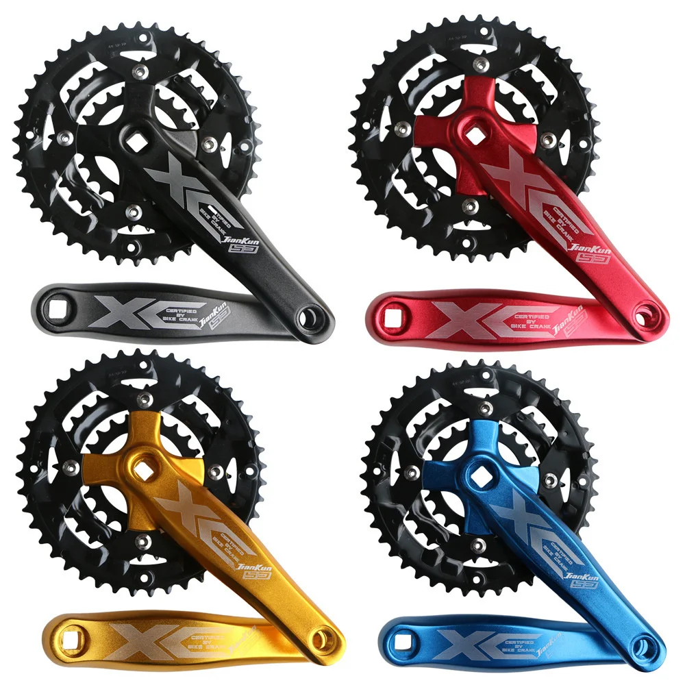 

MTB Bike Crankset Three Discs 170mm Square Hole Crank Sprocket 9 Speed 22/32/44T Chainring 64/104BCD Compatible with