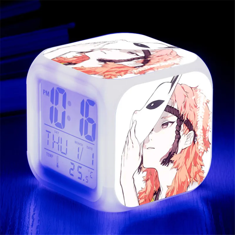 Demon Slayer Kimetsu No Yaiba Tsuyuri Kanawo Alarm Clock LED 7 Color Flash Changing Touch Light Funny Kids Toys Xmas | Игрушки и хобби