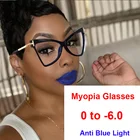 Модные очки для близорукости с защитой от синего света прозрачные черные треугольные оправы для очков для женщин диоптрии для близорукости-1 -2-2,5-3